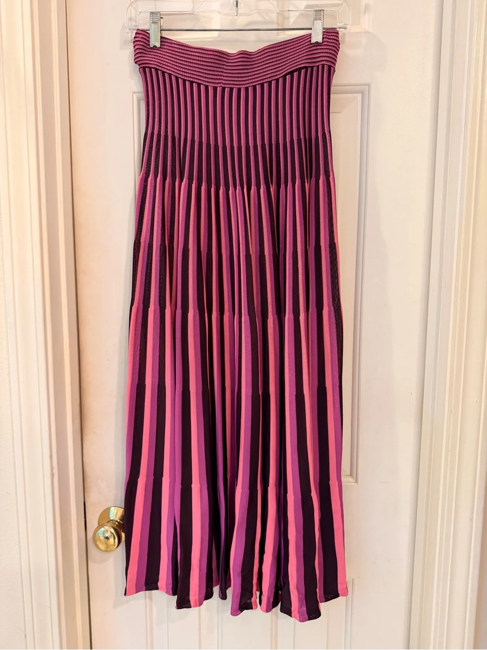 Zara Bold Dynamic Print Pleated Sweater Skirt Pink & Marion Midi Skirt, Sz S - Picture 6 of 14